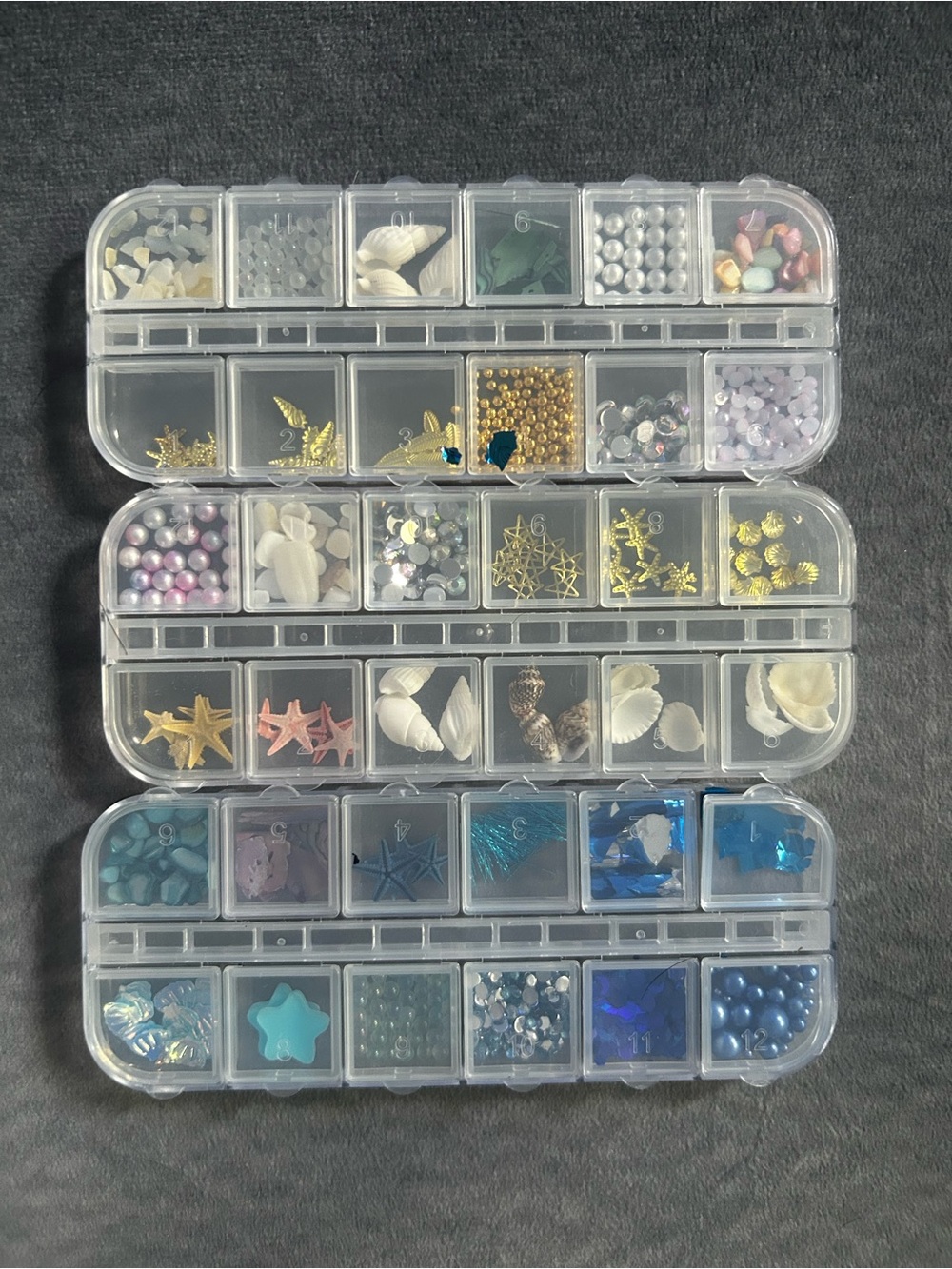 Ocean/Mermaid/Summer themed 3D Nail Art for acrylic nails